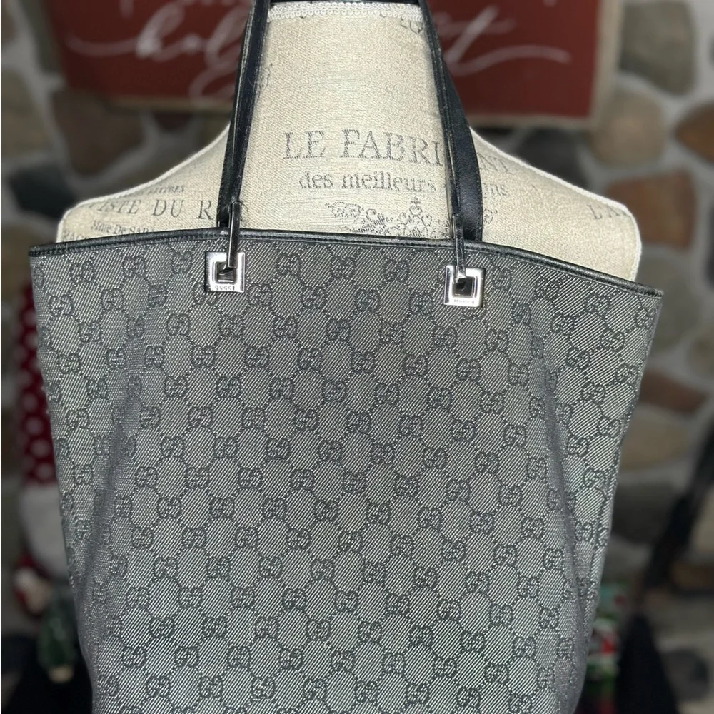Gucci Gray Monogram Tote Bag